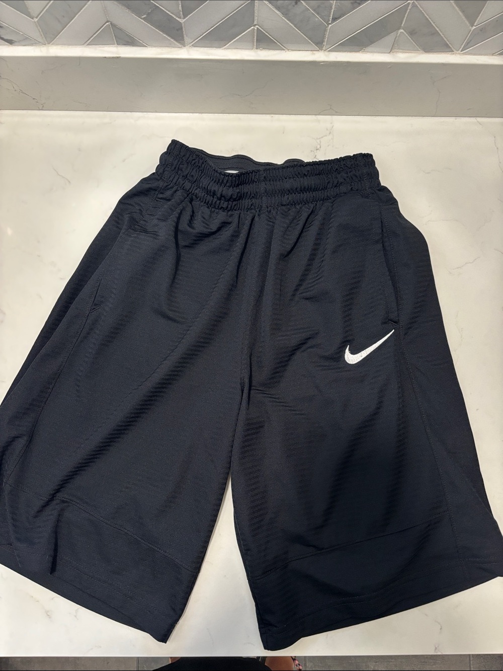 Nike Black Athletic Shorts with White Swoosh
